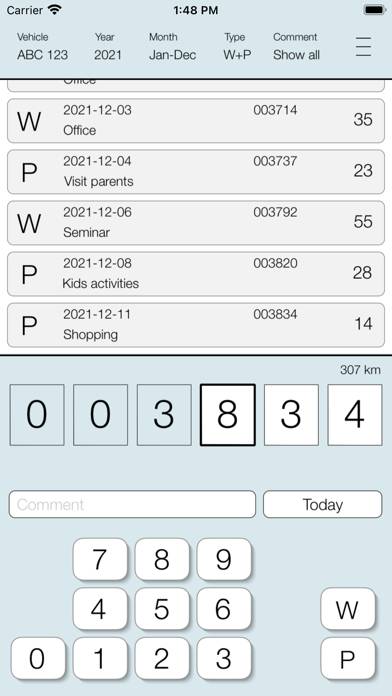 WorkMiles App skärmdump