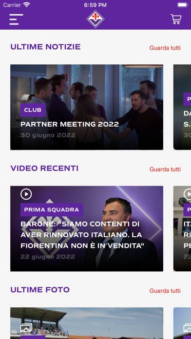 FIORENTINA OFFICIAL APP immagine dello schermo