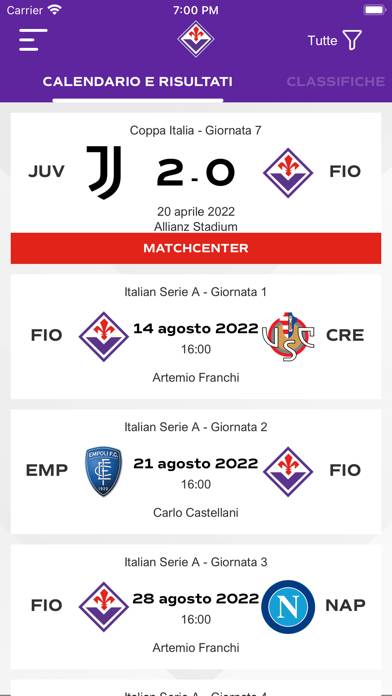 Fiorentina Official App Schermata dell'app