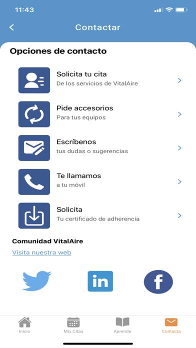 Mi VitalAire Captura de pantalla de la aplicación