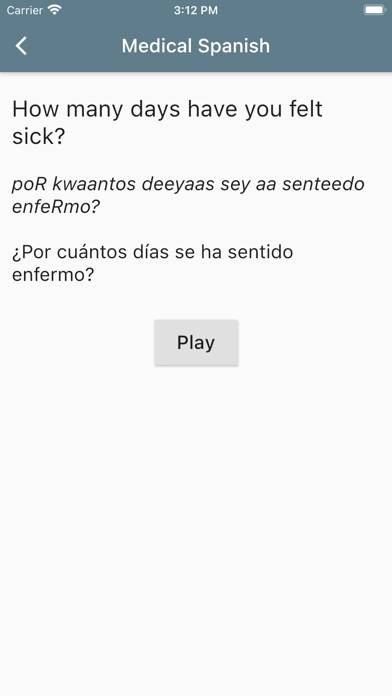 Spanish Medical Phrases App screenshot