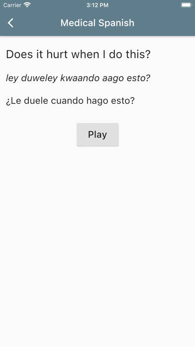 Spanish Medical Phrases App screenshot