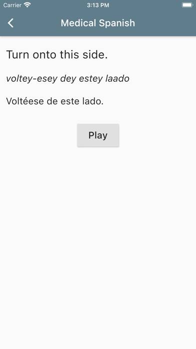 Spanish Medical Phrases App screenshot