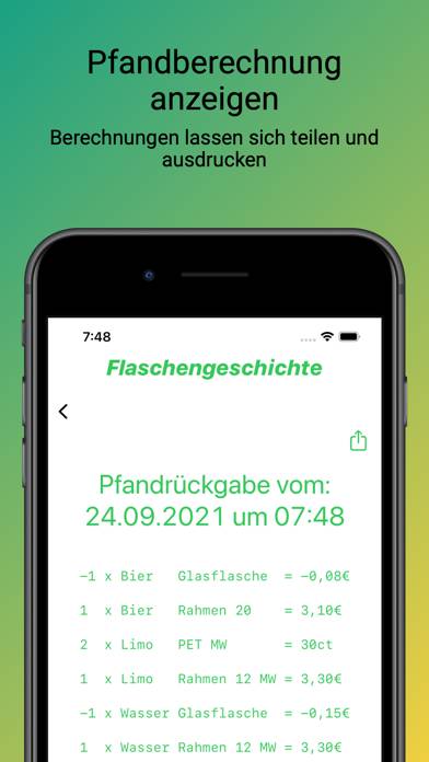 Flaschengeld App-Screenshot