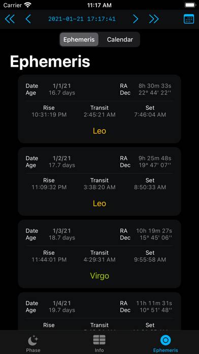 Moon Phase Calendar LunarSight Captura de pantalla de la aplicación #5