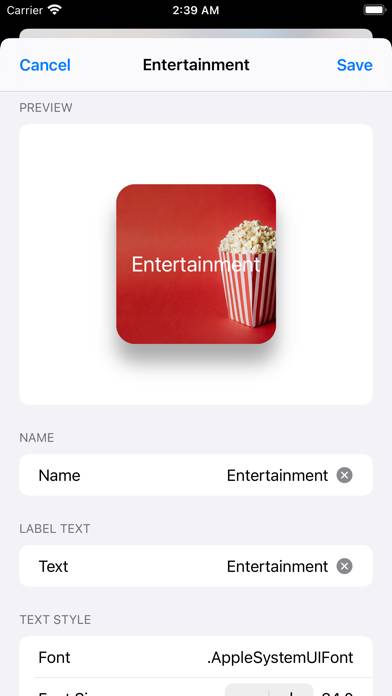 Labels Widget App screenshot