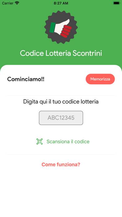 App Lotteria degli Scontrini Schermata dell'app #1