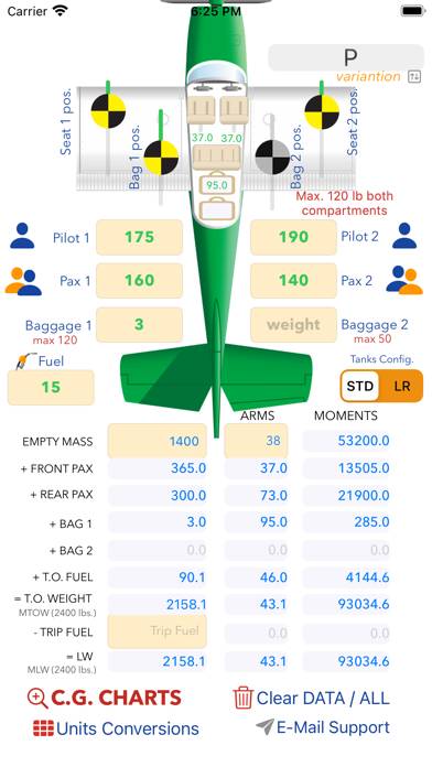 Cessna M&B Schermata dell'app