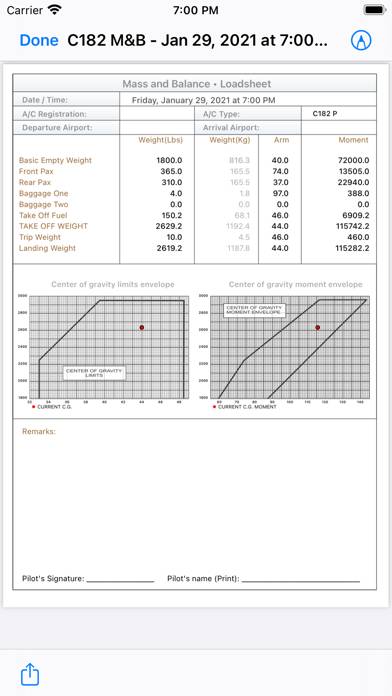 Cessna M&B Schermata dell'app