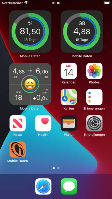 Mobile Daten Widget Bildschirmfoto