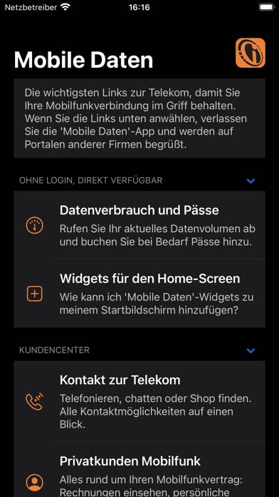 Mobile Daten Widget App-Screenshot