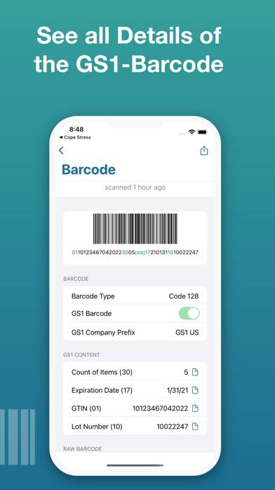 Pretty GS1 Barcode Scanner Schermata dell'app #3