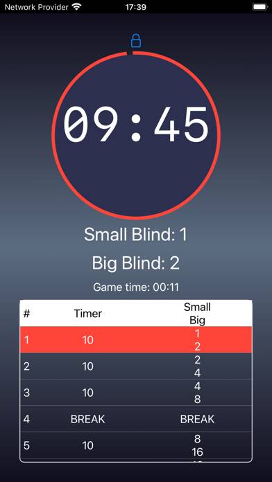 Poker Blinds Tracker and Timer Скриншот приложения #2
