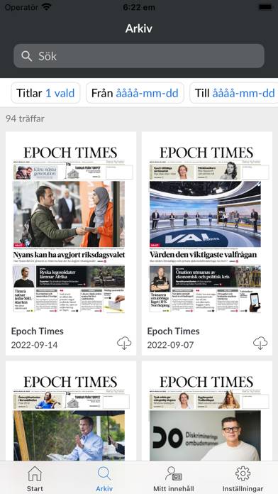 Svenska Epoch Times e-tidning App skärmdump #2