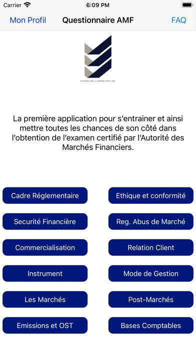 Questionnaire AMF Capture d'écran de l'application #1