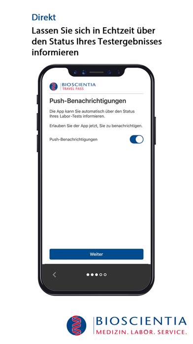 Bioscientia Travel Pass App-Screenshot