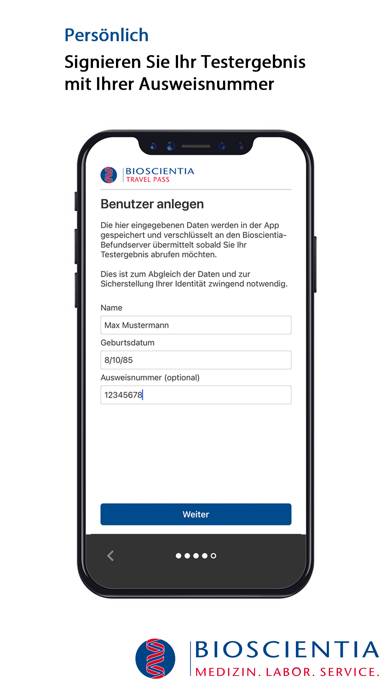 Bioscientia Travel Pass App-Screenshot