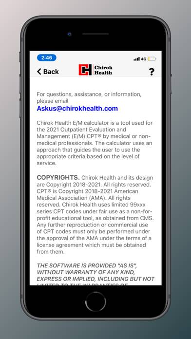 Chirok Health E/M Calculator App screenshot