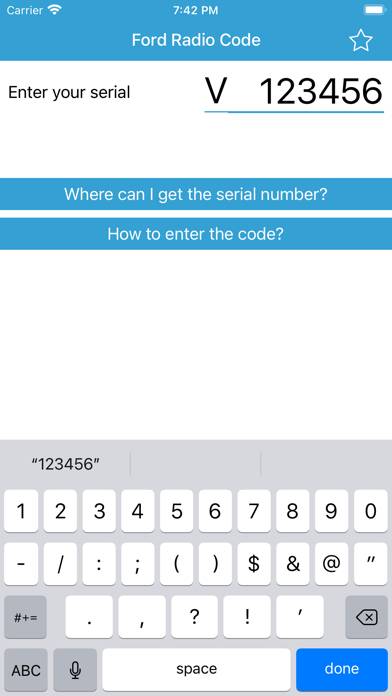 Radio Code for Ford V Serial Captura de pantalla de la aplicación #1