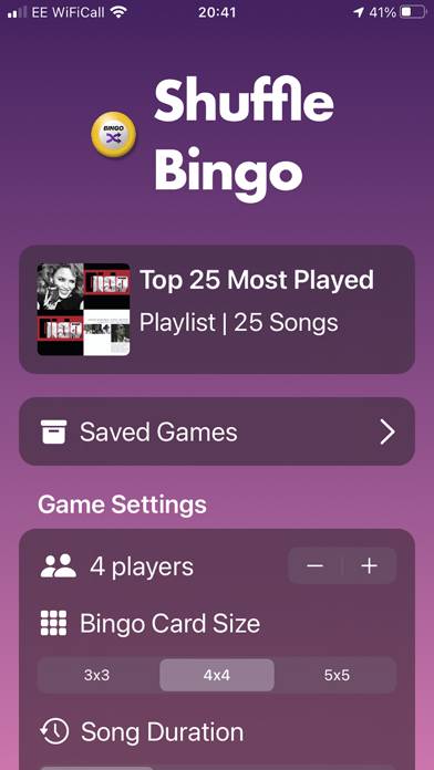 Shuffle Music Bingo App screenshot #1