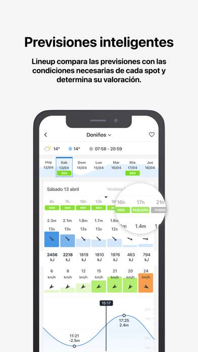 Lineup Surf Forecast Captura de pantalla de la aplicación