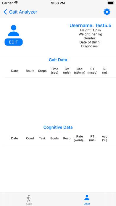 Gait Analyzer Captura de pantalla de la aplicación
