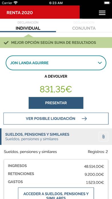 Renta Bizkaia Errenta Captura de pantalla de la aplicación