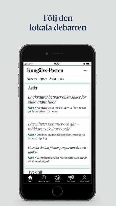 Kungälvs-Posten App skärmdump #2