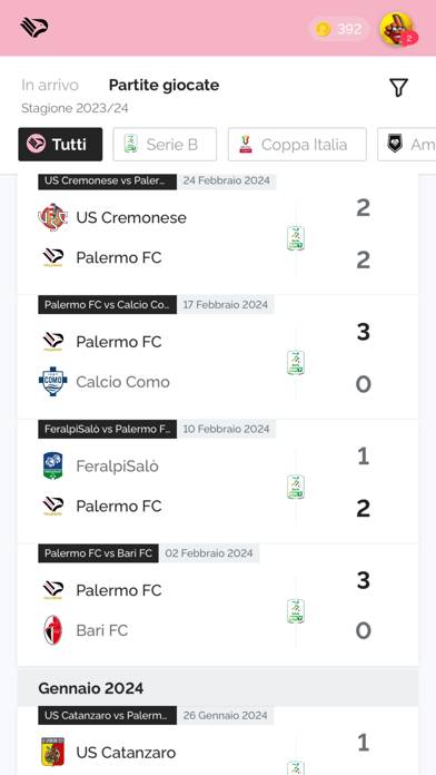 Palermo F.C. Schermata dell'app