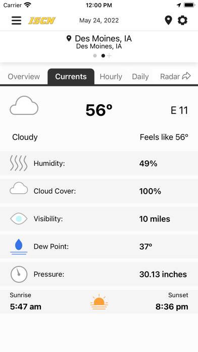 ISCN Weather App screenshot