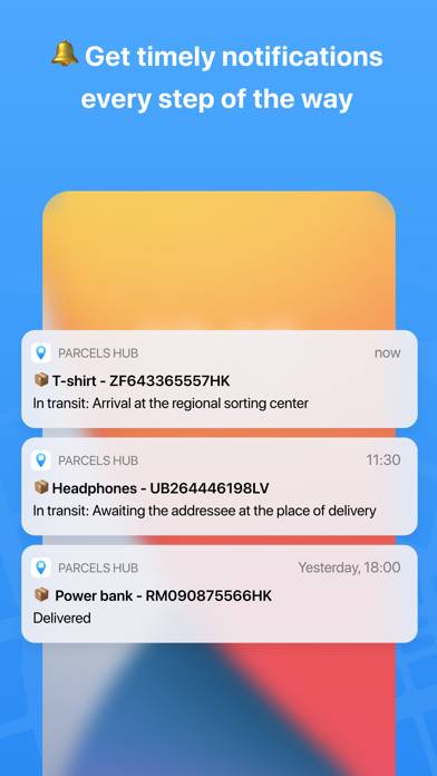 Package tracker: Parcels Hub App screenshot