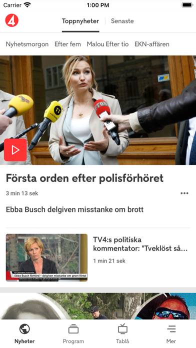 TV4 Nyheterna App skärmdump #1