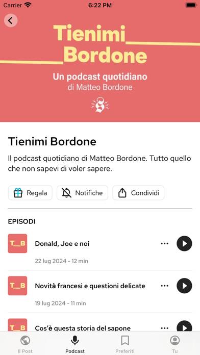 Il Post App Schermata dell'app