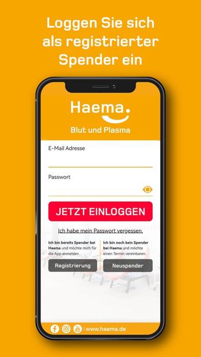MyHaema App-Screenshot