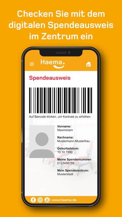 MyHaema App-Screenshot