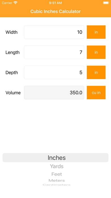 Cubic Inches Calculator Pro App skärmdump