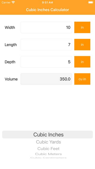 Cubic Inches Calculator Pro App skärmdump