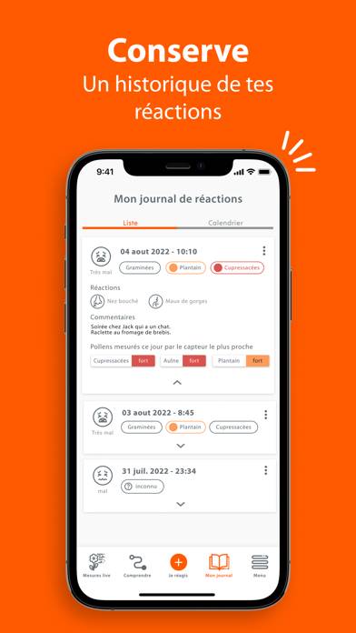 Live Pollen: Mesures Capture d'écran de l'application #5