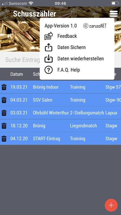 Schusszähler-Schiesstagebuch App-Screenshot