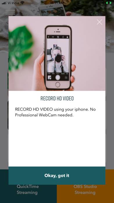 IWebCam : Phone to WebCam Captura de pantalla de la aplicación