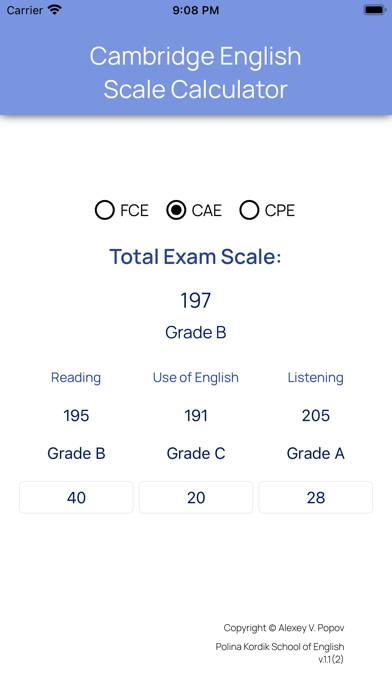 Cambridge English Scale Calc Скриншот приложения #1