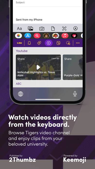 LSU TIGERS Keyboard by 2Thumbz App screenshot