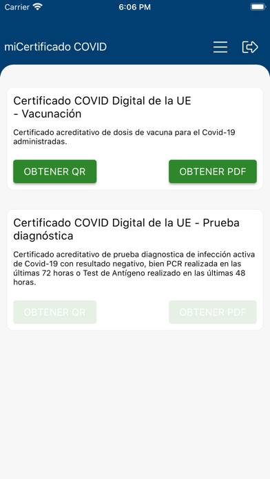 MiCertificado Digital COVID UE Captura de pantalla de la aplicación #3
