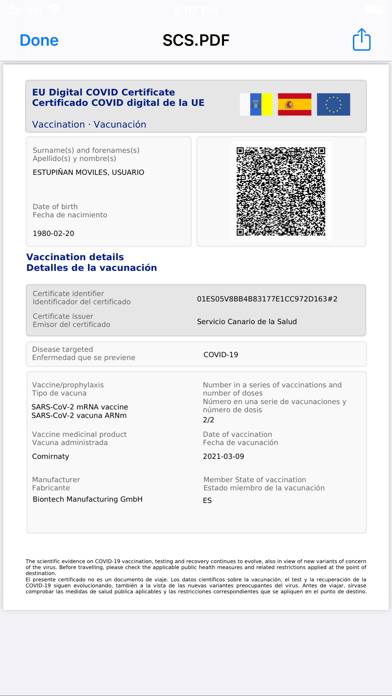 MiCertificado Digital COVID UE Captura de pantalla de la aplicación #4