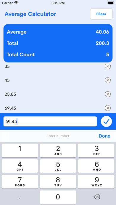 Average Calculator Pro App skärmdump