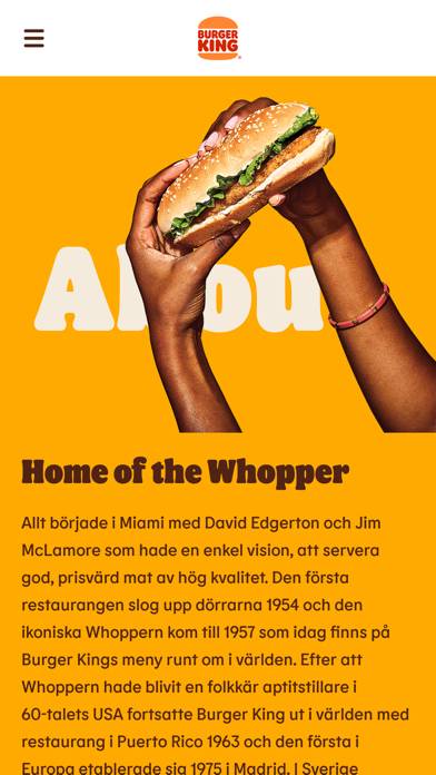 Burger King Sverige skärmdump