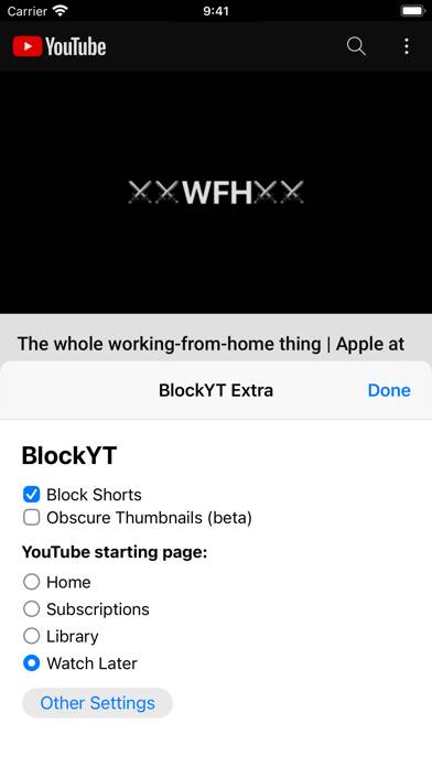 BlockYT for Safari App skärmdump