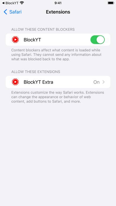 BlockYT for Safari App skärmdump