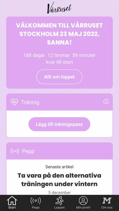 Marathongruppen App skärmdump