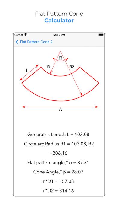 Flat Pattern Cone Calculator App screenshot #3